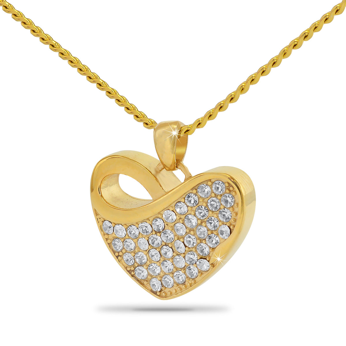 Gleaming Gold Steel Crystal Pendant